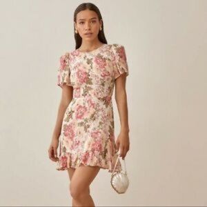 REFORMATION | Floral Print Mini Pink Dress